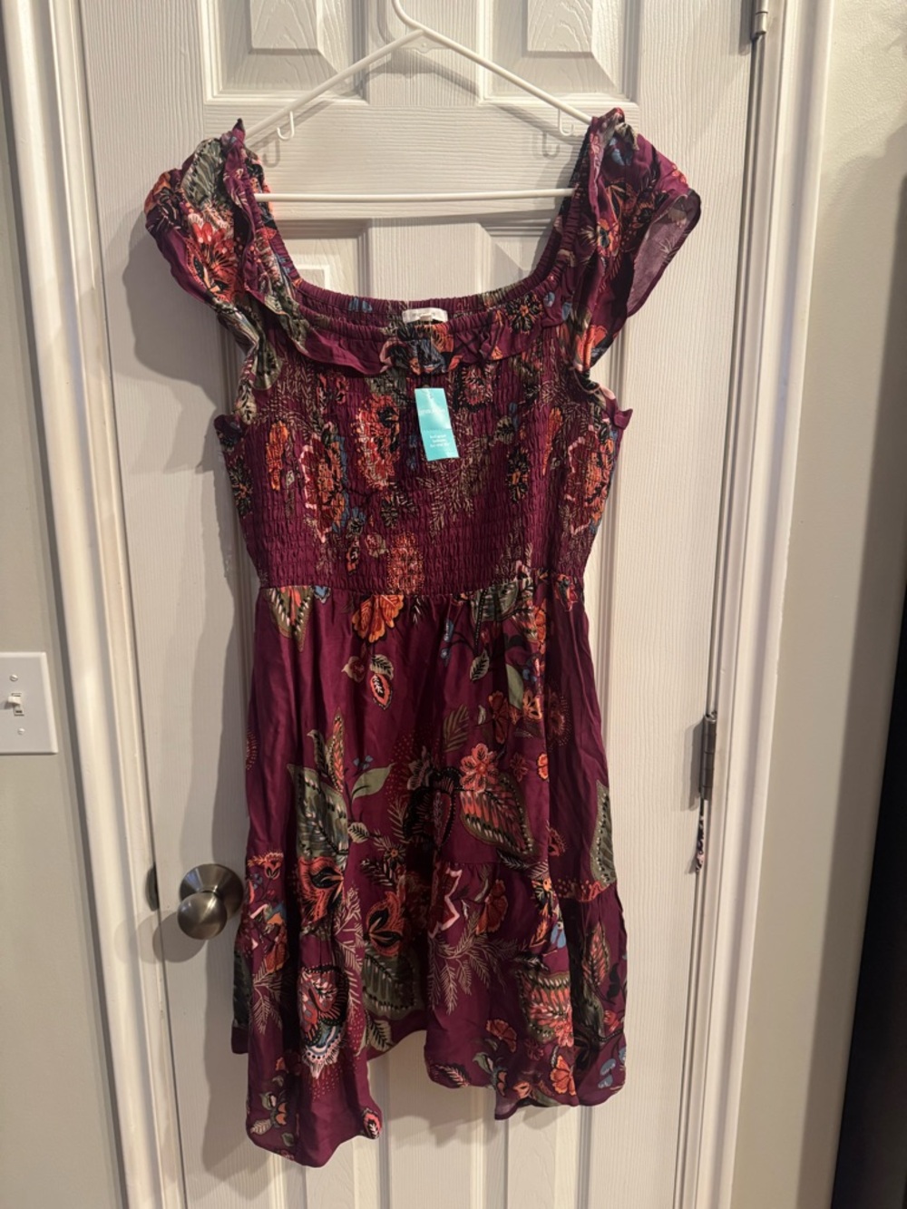 NWT Maurices Plum Floral Smocked Casual Dress